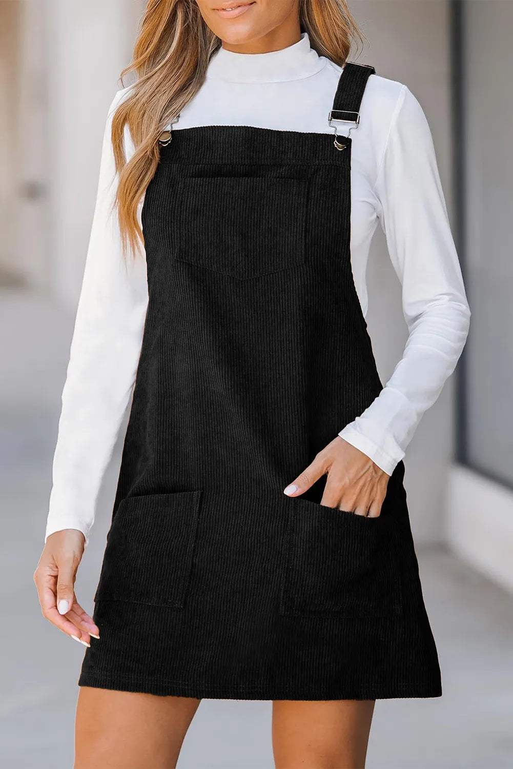 Pocketed Square Neck Wide Strap Overall Dress - Trendsi - Flyclothing LLC