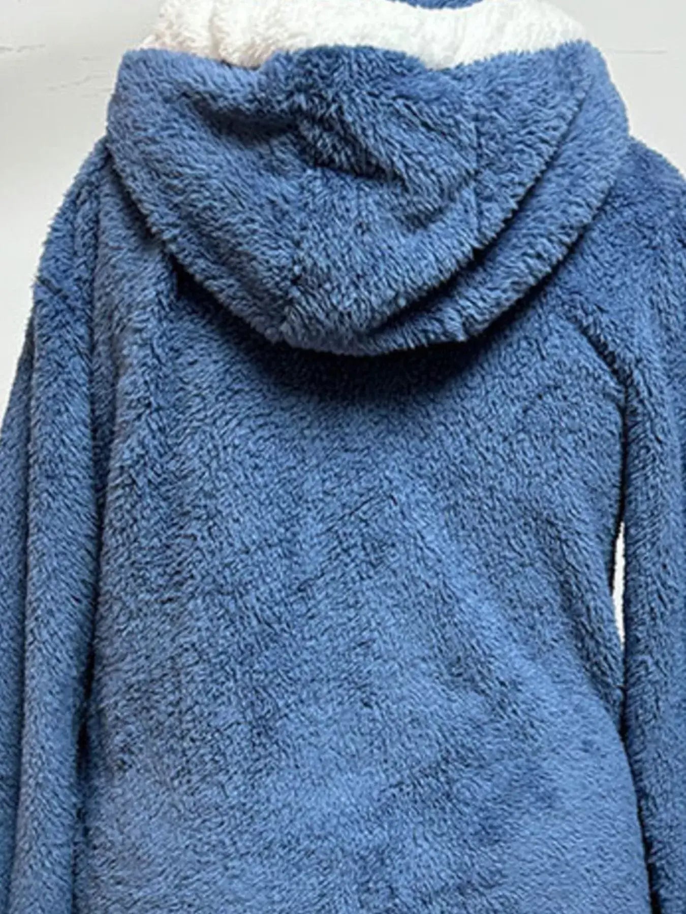 Cozy Fleece Hooded Longline Zip Up Outerwear - Trendsi - Flyclothing LLC
