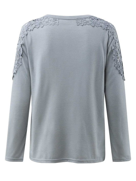 Full Size Cutout Round Neck Long Sleeve T-Shirt - Trendsi - Flyclothing LLC