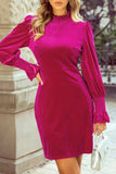 Frill Mock Neck Flounce Sleeve Mini Dress - Trendsi - Flyclothing LLC