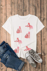 Sequin Leopard Round Neck Short Sleeve T-Shirt - Trendsi - Flyclothing LLC
