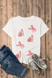 Sequin Leopard Round Neck Short Sleeve T-Shirt - Trendsi - Flyclothing LLC