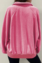 Half Snap Long Sleeve Sweatshirt - Trendsi - Flyclothing LLC