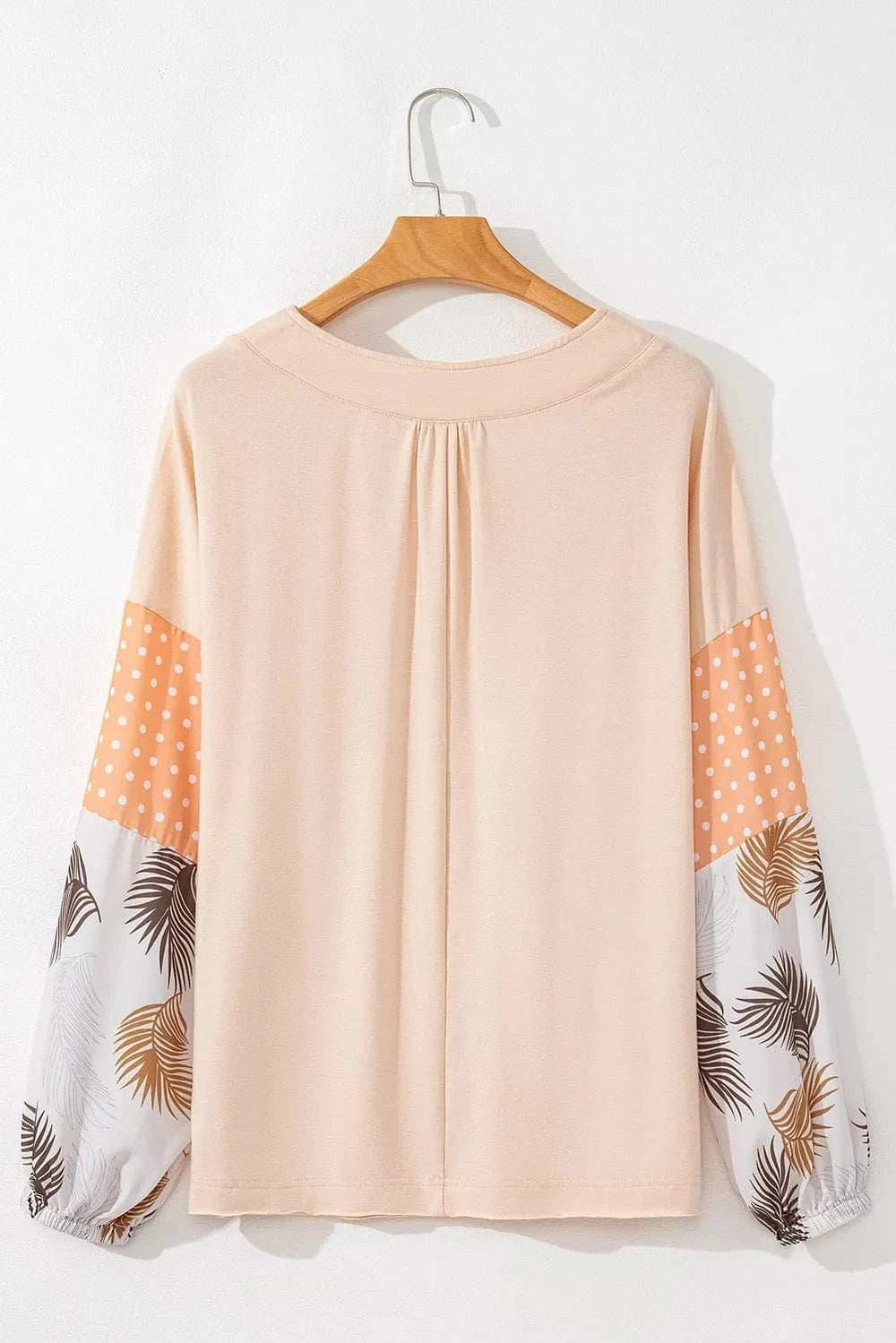 Printed V-Neck Long Sleeve Blouse - Trendsi - Flyclothing LLC
