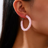 Sparkling Alloy Hoop Earrings - Trendsi - Flyclothing LLC