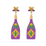 Mardi Gras Bottle Dangle Earrings - Trendsi - Flyclothing LLC
