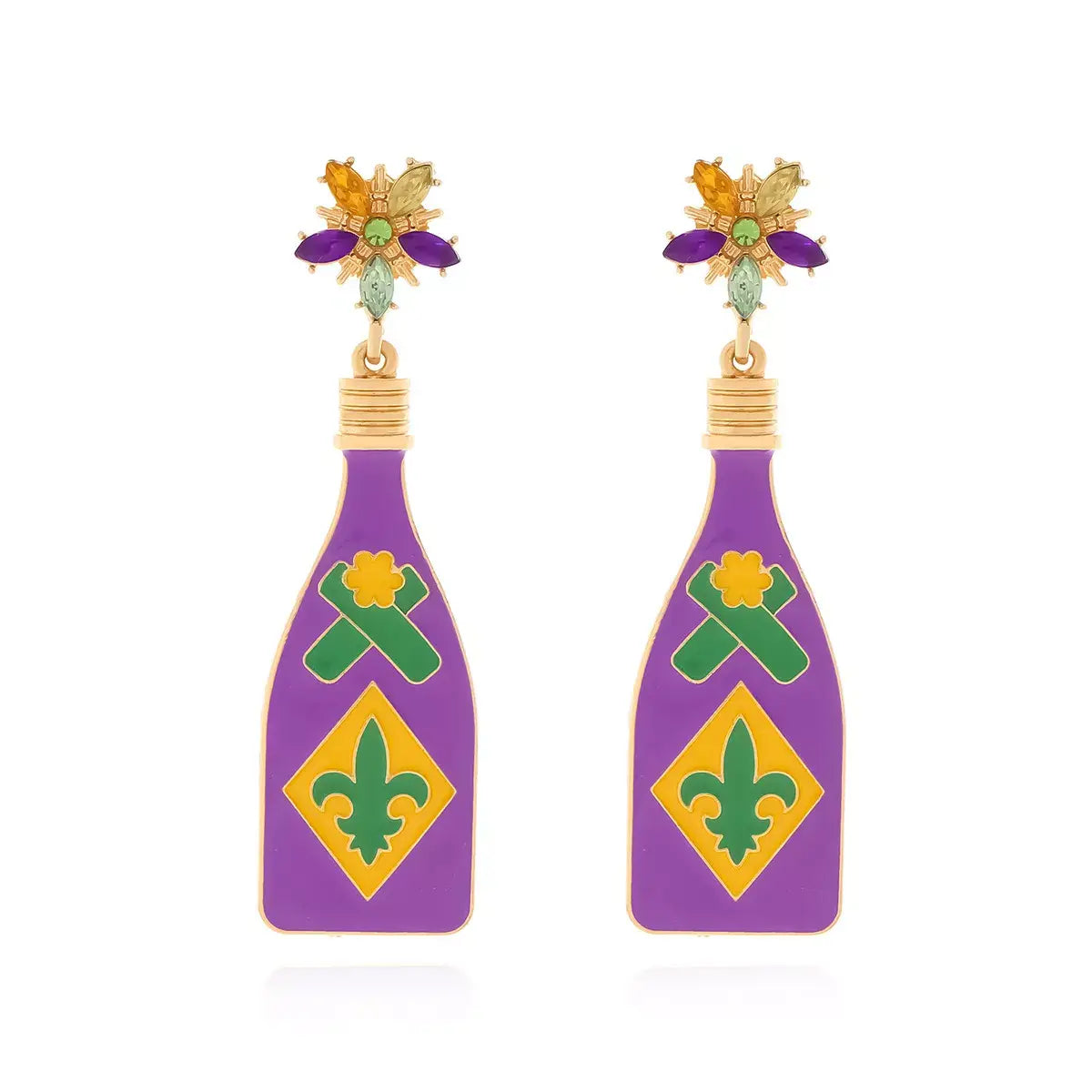 Mardi Gras Bottle Dangle Earrings - Trendsi - Flyclothing LLC
