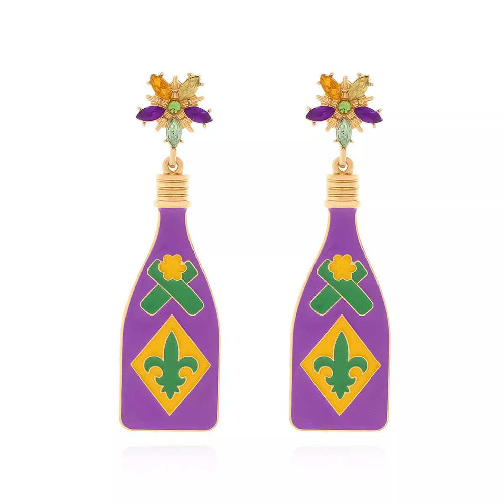 Mardi Gras Bottle Dangle Earrings - Trendsi - Flyclothing LLC