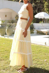 Contrast Trim Cami and Maxi Skirt Set - Trendsi - Flyclothing LLC