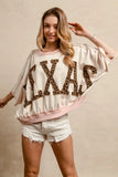 BiBi Leopard Print Texas Patchwork Overlock Stitch Top - Trendsi
