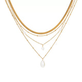 18K Gold-Plated Four-Layered Pearl Necklace - Trendsi - Flyclothing LLC
