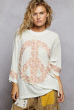 POL Floral Peace Patch Drop Shoulder T-Shirt - Trendsi