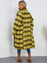 Contrast Double-Breasted Long Sleeve Longline Coat - Trendsi - Flyclothing LLC