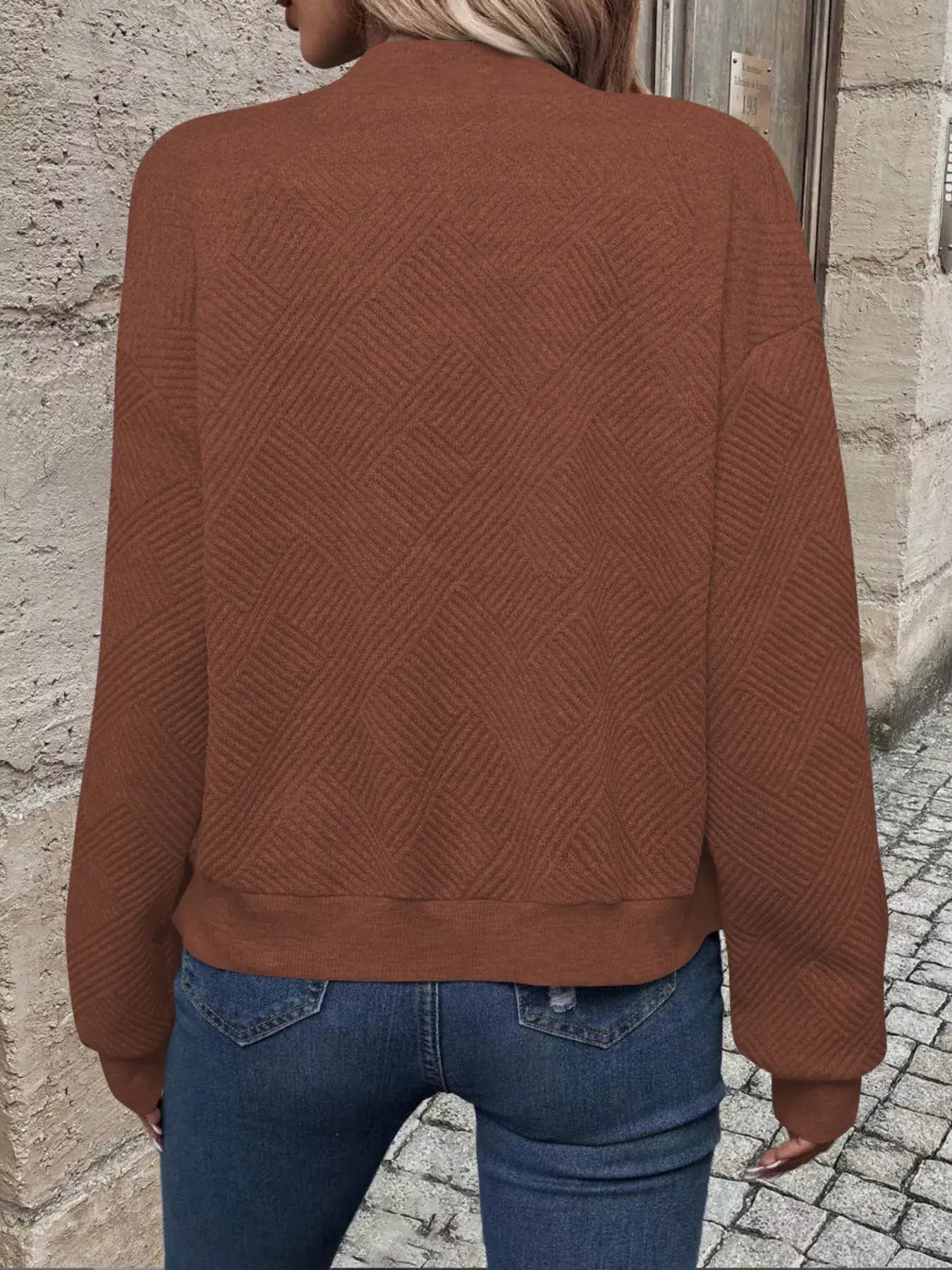 Texture Zip-Up Bomber Jacket - Trendsi - Flyclothing LLC