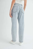 MABLE Pleated Front Detail Straight Jeans - Trendsi - Flyclothing LLC