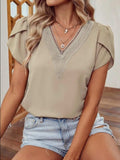 V-Neck Petal Sleeve Blouse - Trendsi - Flyclothing LLC