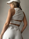 Cutout Round Neck Tank - Trendsi
