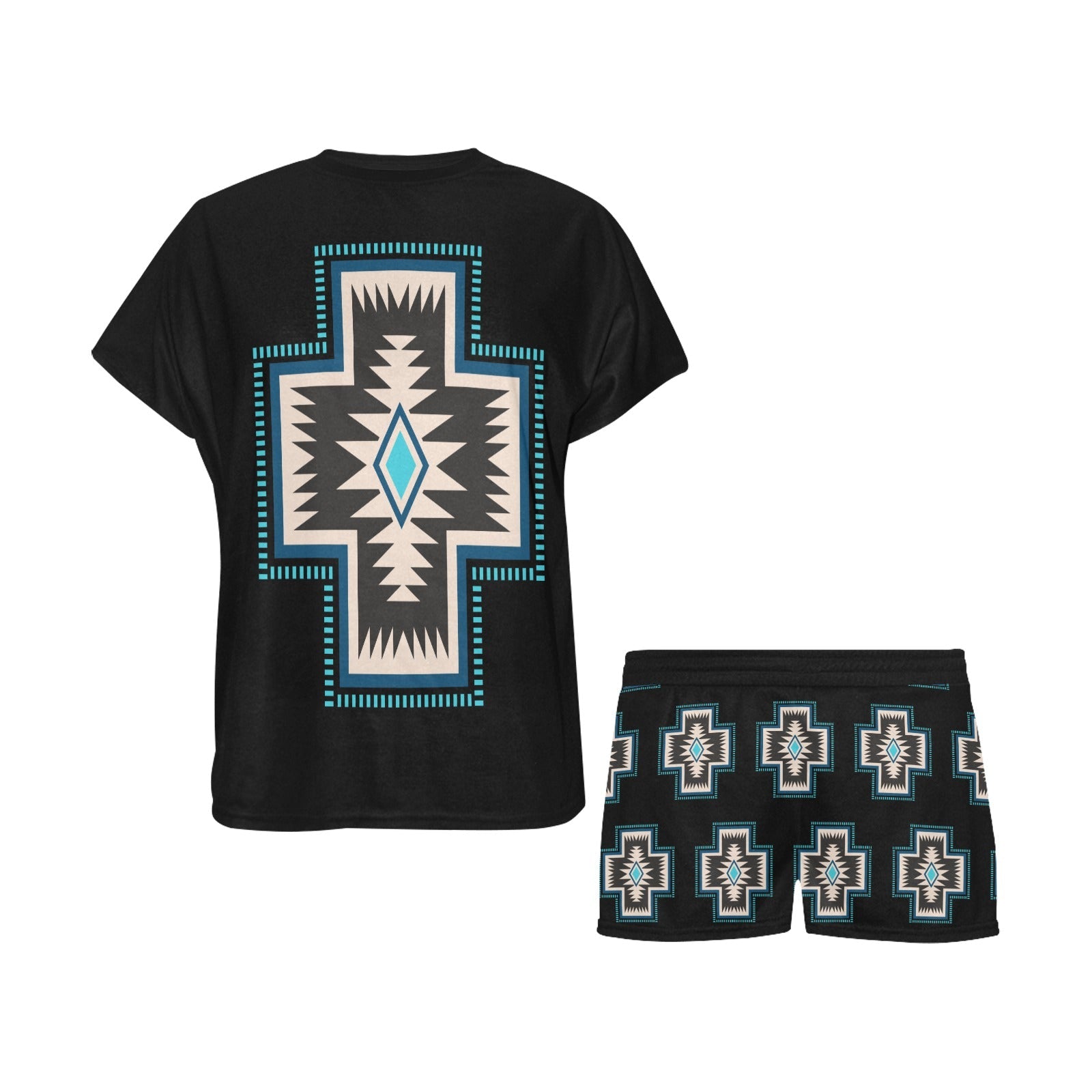 Baha Ranch Southwestern Cross Women's Western Top and Short Pajama Set