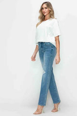 bytos Full Size Distressed High Rise Straight Jeans - Trendsi - Flyclothing LLC