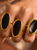 Stainless Steel Oil Drip Elliptical Open Ring - Trendsi