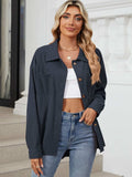 Button Up Dropped Shoulder Long Sleeve Outerwear - Trendsi - Flyclothing LLC