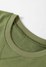 Solid Color Round Neck Long Sleeve Sweatshirt - Trendsi - Flyclothing LLC