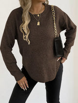 Textured Knit Relaxed Fit Round Neck Sweater - Trendsi - Flyclothing LLC