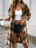 Plaid Long Sleeve Hooded Coat - Trendsi - Flyclothing LLC