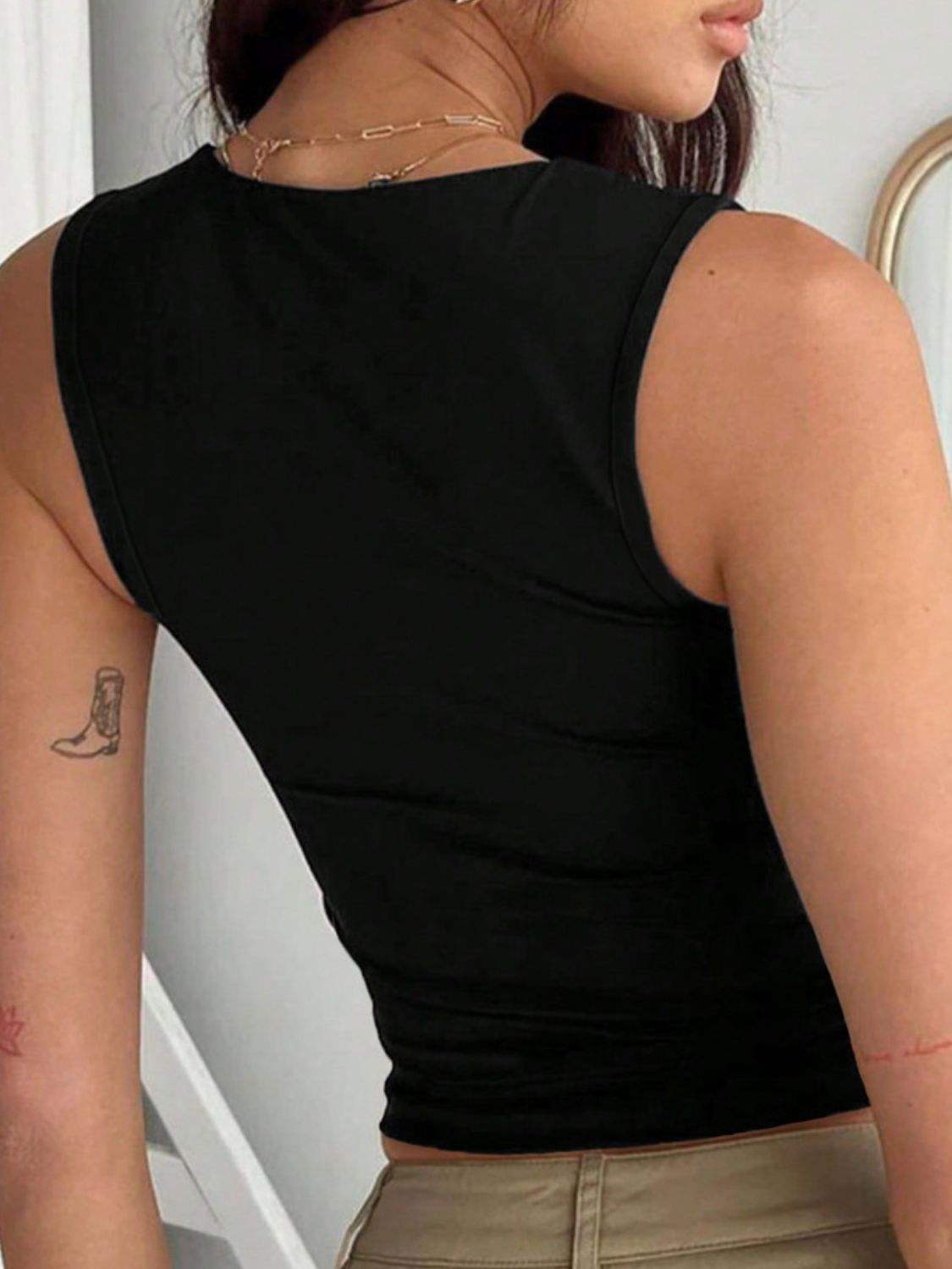 Devine Square Neck Wide Strap Tank - Trendsi - Flyclothing LLC