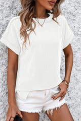 Striped Round Neck Short Sleeve T-Shirt - Trendsi - Flyclothing LLC