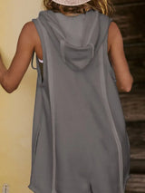 Half Zipped Hooded Sleeveless Romper - Trendsi - Flyclothing LLC