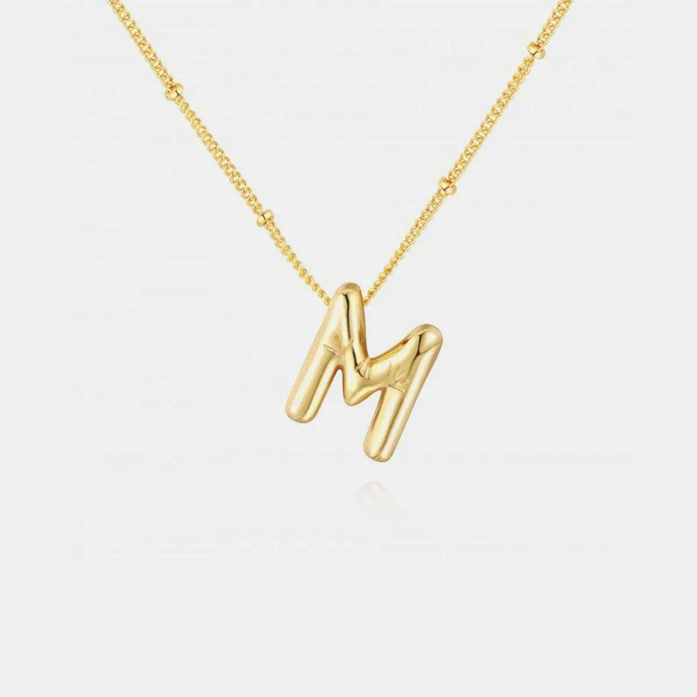 Gold-Plated Letter Pendant Necklace - Trendsi - Flyclothing LLC