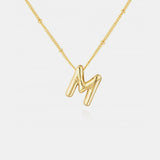 Gold-Plated Letter Pendant Necklace - Trendsi