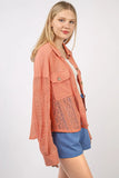 VERY J Button Up Long Sleeve Lace Shirt - Trendsi