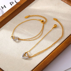 18K Gold-Plated Heart Bracelet - Trendsi