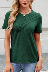 Round Neck Short Sleeve T-Shirt - Trendsi - Flyclothing LLC