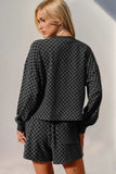 Double Take Checkered Half Button Top and Shorts Set - Trendsi