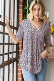 Heimish Full Size Short Sleeve Crisscross Animal Babydoll Top Plus Size - Trendsi - Flyclothing LLC
