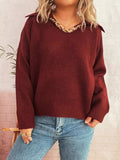 Ribbed Hem Raglan Sleeve Sweater - Trendsi - Flyclothing LLC