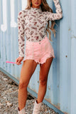 Printed Mock Neck Long Sleeve Bodysuit - Trendsi - Flyclothing LLC