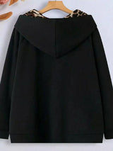 Hooded Leopard Lined Zip-Up Outerwear - Trendsi - Flyclothing LLC