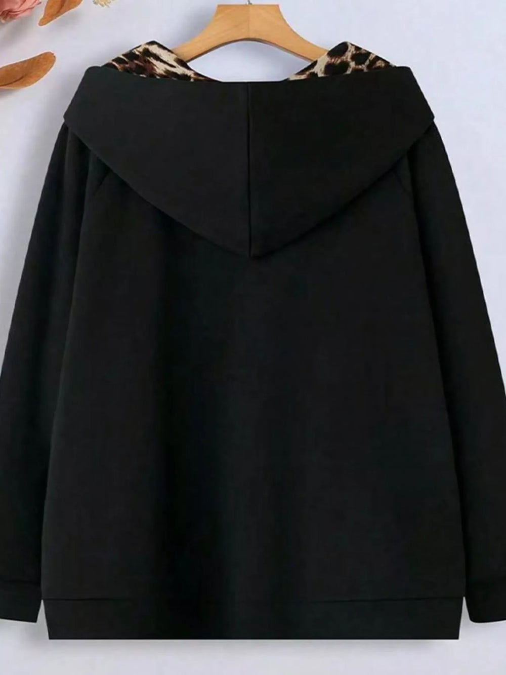 Hooded Leopard Lined Zip-Up Outerwear - Trendsi - Flyclothing LLC