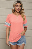 Striped Round Neck Short Sleeve T-Shirt - Trendsi - Flyclothing LLC