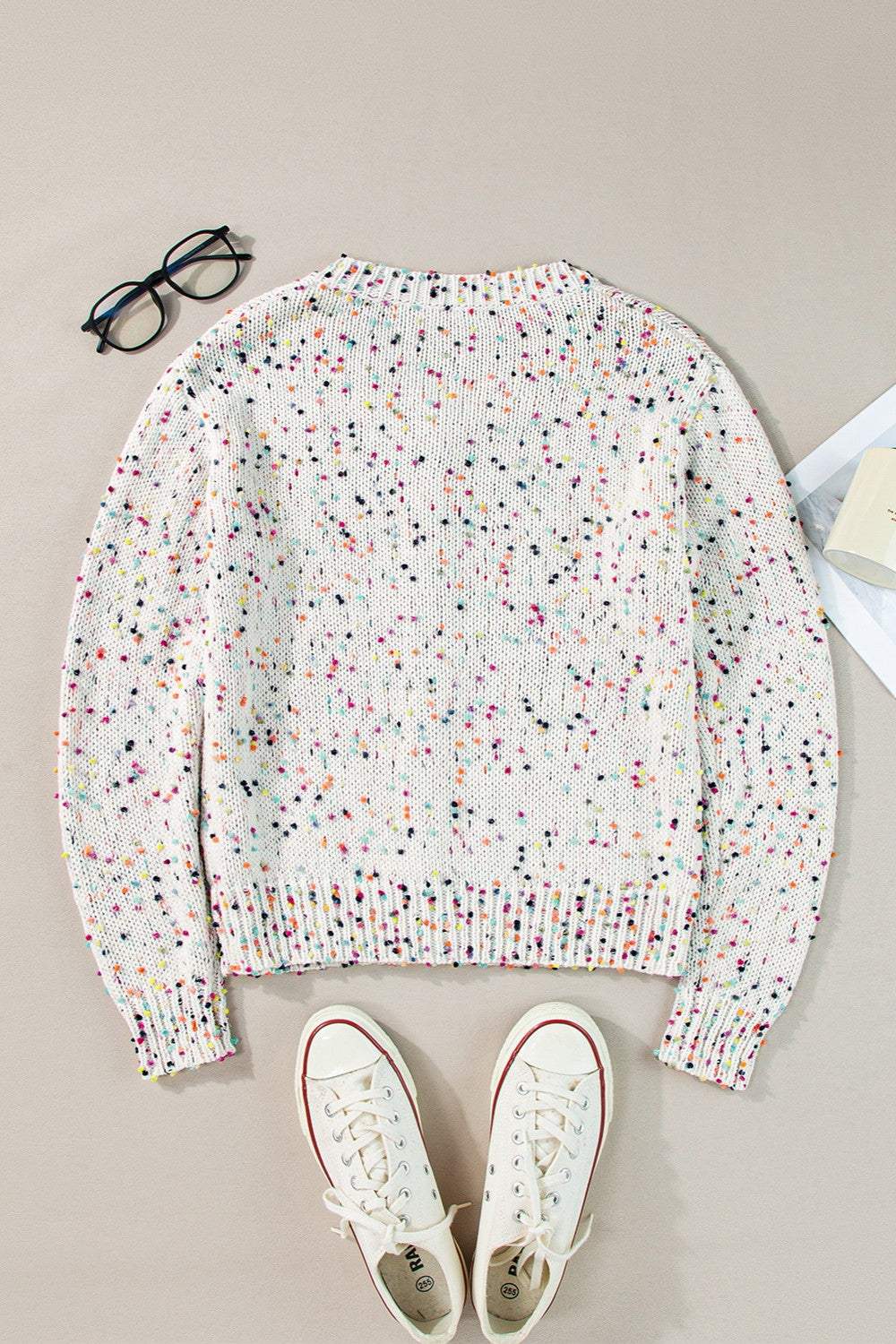 Confetti Button Up Long Sleeve Cardigan - Trendsi - Flyclothing LLC