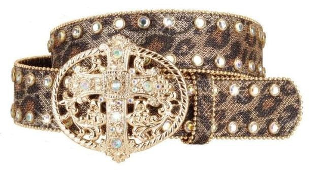 Rhinestone Leopard Print Belt
