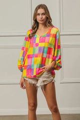 BiBi Multi Block Bubble Pop Ballon Top - Trendsi - Flyclothing LLC
