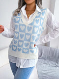 Heart V-Neck Sweater Vest - Trendsi - Flyclothing LLC