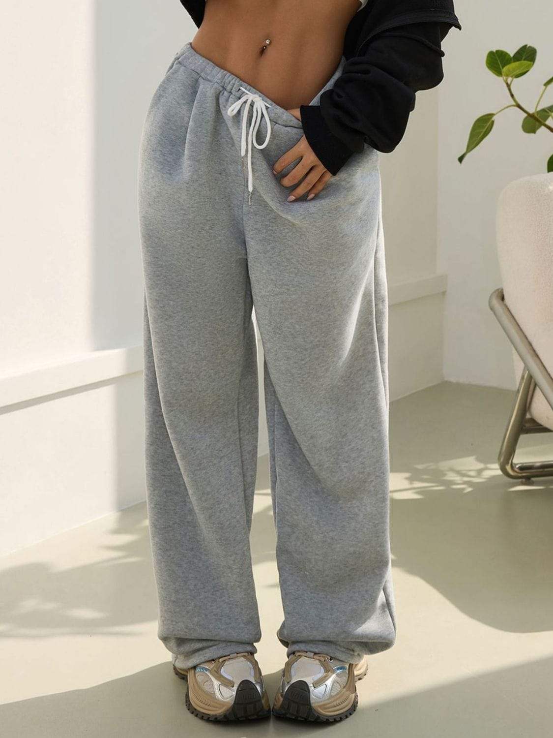 Drawstring Wide Leg Pants - Trendsi - Flyclothing LLC