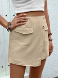 Pocketed High Waist Shorts with Zip - Trendsi - Flyclothing LLC