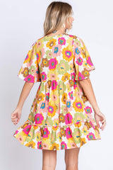 GeeGee Floral V-Neck Ruffle Hem Mini Dress - Trendsi - Flyclothing LLC